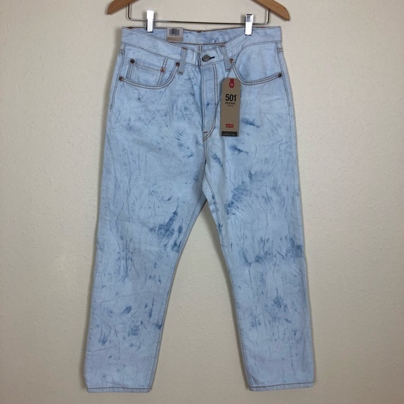Levi's 501 Cropped Jeans Women's Size 30x26 Blue Denim Acid Wash Button Fly - Picture 1 of 9